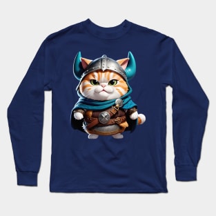 Cute Viking warrior cat Long Sleeve T-Shirt